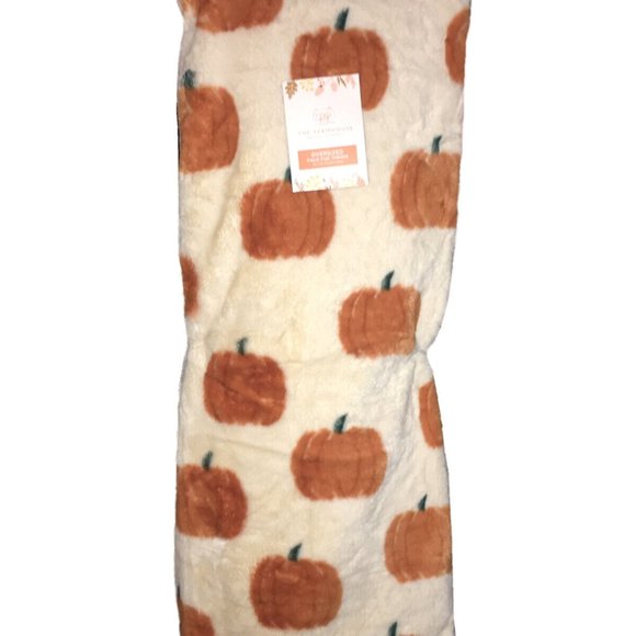 Rachel Ashwell Orange Pumpkin Faux Fur Throw Blanket Thanksgiving Fall Decor NEW - Picture 2 of 5
